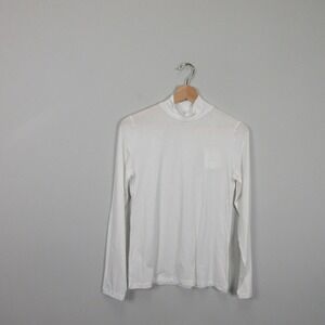 Organic Basics Womens Tencel Lite Turtleneck White Long Sleeve Size S Minimalist